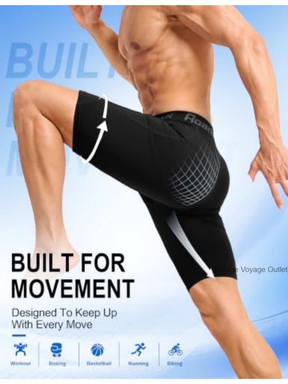 Men's Performance Compression Shorts with High Stretch Fabric for Running & Gym - Picture 5 of 6